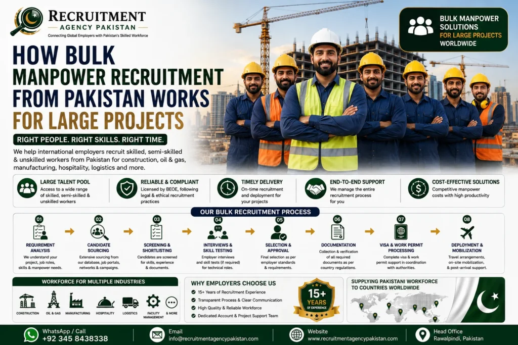 Bulk manpower recruitment from Pakistan for large projects