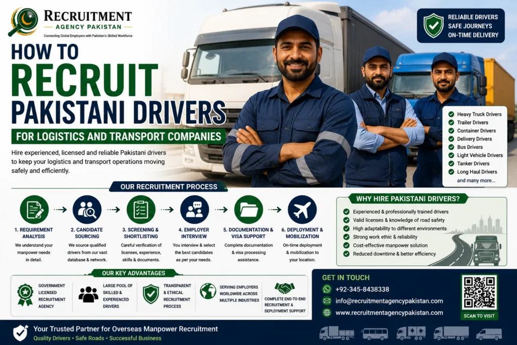 Pakistani drivers recruited for international logistics and transport companies