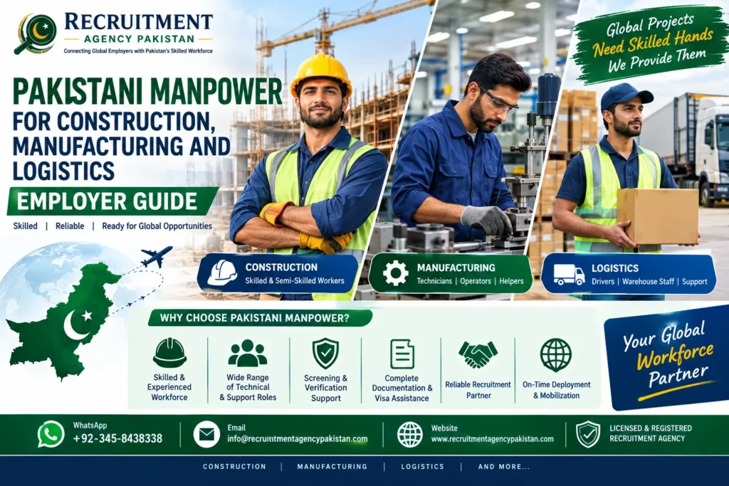 Pakistani manpower for construction, manufacturing and logistics companies